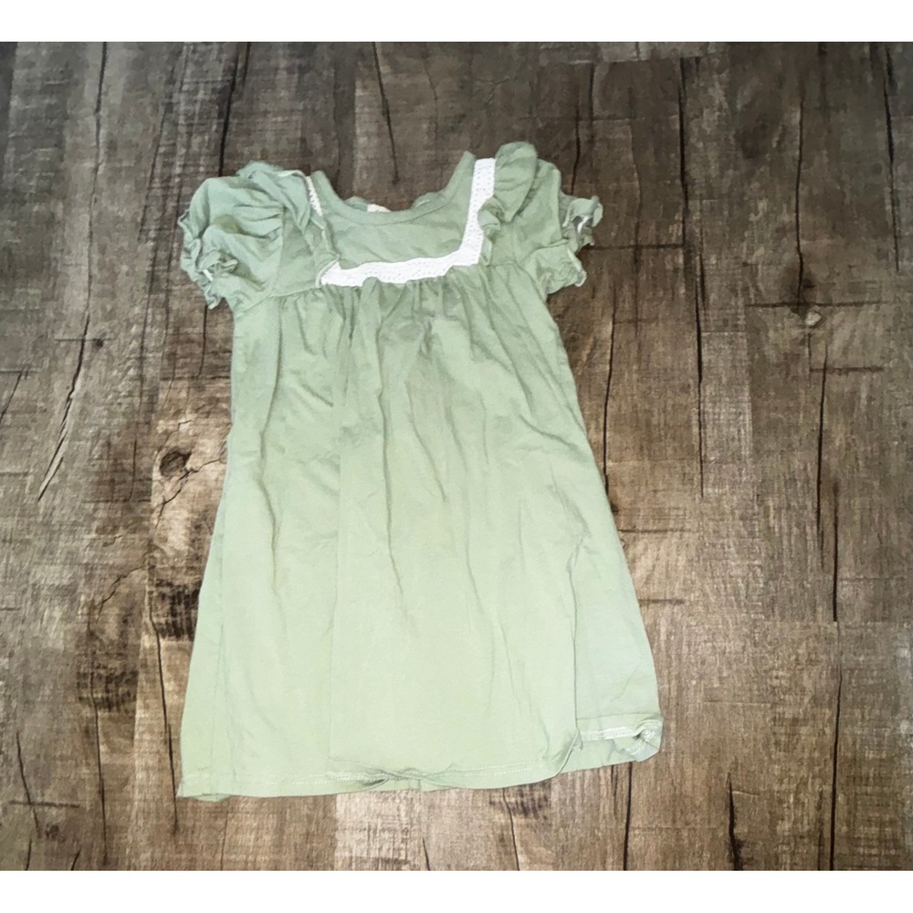 Marie Nicole Clothing Girls Sage Green Eyelet‎ Lace Ruffle Dress XL 5
